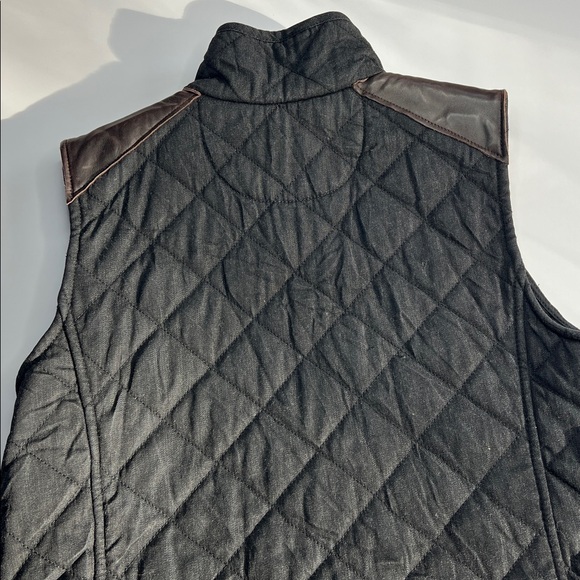 Vintage Ralph Lauren Jeans Quilted Black denim Vest leather patch equestrian - Picture 10 of 13